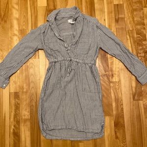 Girls blue and white striped dress